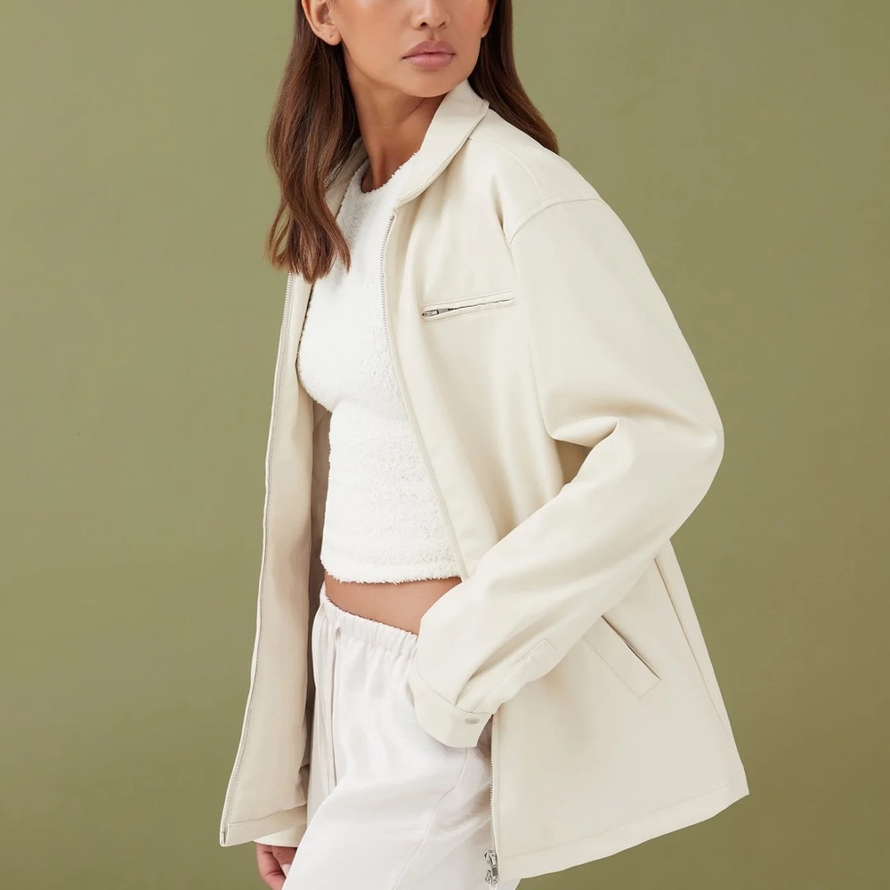 Cream Vintage Leather Jacket